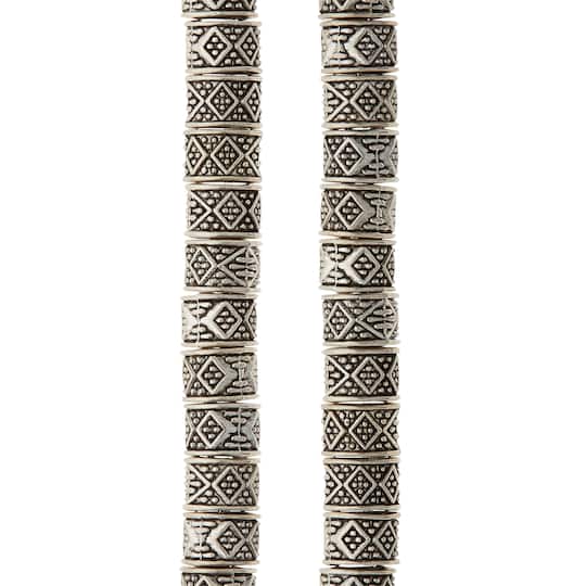 12 Pack:  Silver Plated Carved Rondelle Beads, 8mm by Bead Landing&#x2122;
